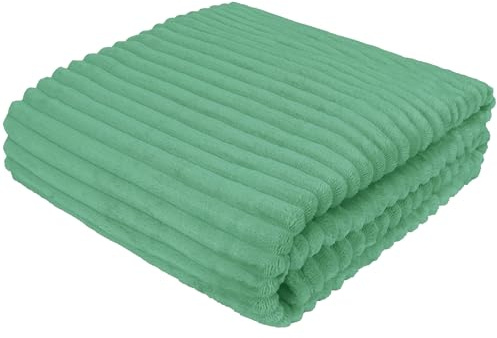 Cotton Market Decken 220x240 cm - Zweiseitig Tagesdecke - Kuscheldecke Flauschig für Wintergarten und Balkon - Blanket für Terrasse - Gartenmöbel Überwurfdecke - Felldecke - Pistazienfarbe