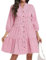 DEARCASE Damen Sommer Hemd Kleider Casual V-Ausschnitt Button Down 3/4 Ärmel Plaid Lose Flowy Mini Kleid, Large Red