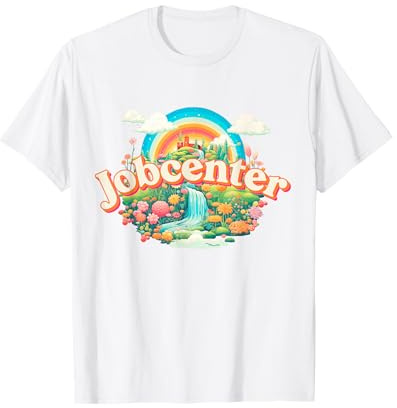 Jobcenter Hartz 4 Lustig Ironie Retro Regenbogen Arbeitsamt T-Shirt