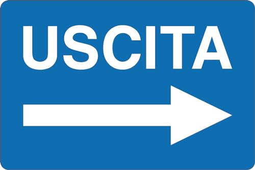 GLOBAL CARTELLO SEGNALETICO - USCITA CON FRECCIA DESTRA - Adesivo Extra Resistente, Pannello in Forex, Pannello In Alluminio (30x42 cm, Alluminio)