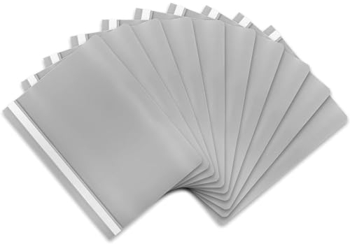 itenga 10er Pack Schnellhefter A4 Plastik stabil PP Kunststoff Sicht Hefter Mappe genarbt (grau)