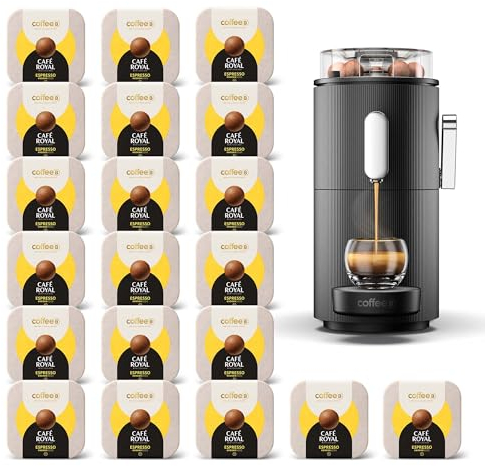 CAFE ROYAL SWITZERLAND PROFESSIONAL Machine à Café CoffeeB Globe Noir 1.3L avec 180 Coffee Balls Expresso - 100% Compostables