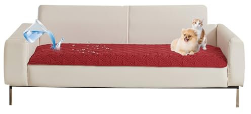 QSZTJJ Sofaschutz Katze, Sofabezug 1/2/3 Sitzer Schutz rutschfeste Couch Überwurf, Sofabezug Wasserdicht, Schonbezug Sofa für Haustier Kinder Katzen Hunde (Rot,75 * 127cm)