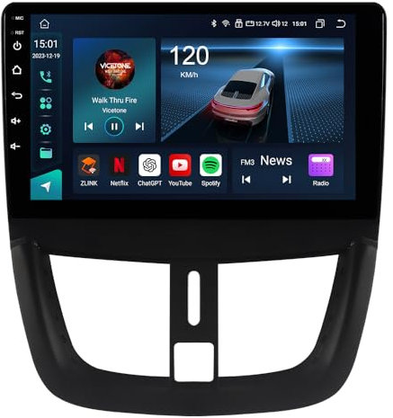 ACAVICA 4 + 64 GB Android 13 Radio de coche para Peugeot 207 2006-2014 Estéreo 8-Core GPS Navi mit Wireless CarPlay Android Auto Bluetooth 4G LTE WiFi