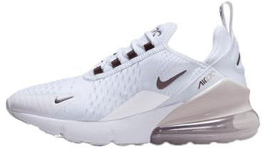 Nike Air Max 270 (Gs) Sneaker, White/Burgundy Crush-Platinum, 35.5 EU