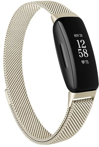 Metal Straps for Fitbit Inspire 2/HR/Ace 2 - Stainless Steel Replacement Bands for Fitness Tracker, Women Men (Champagne)