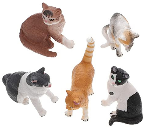 KITANDOVE 5-teiliges Katzen-Ornament Realistisches Katzen Kunststoff-kätzchen-Dekoration Schreibtisch-Dekoration Für Katzenliebhaber