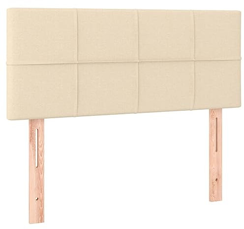 Myheimly Kopfteil Bettkopfteil mit Holzbeinen, Höhenverstellbar Polsterkopfteil für Bett, Betthaupt Bettzubehör Schlafzimmer Creme 90x5x78/88 cm Stoff Niedrig