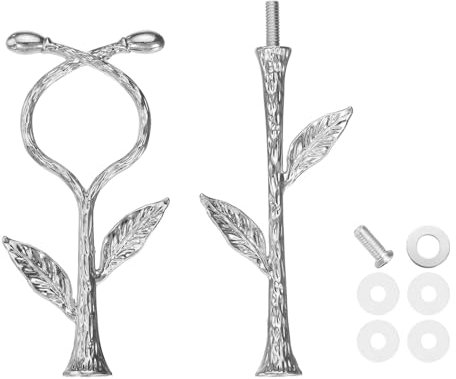 sourcing map 2 Tiers Cake Tray Stand Handle Metal Cake Stands Holder Cupcake Dessert Plate Hardware Fitting Holder Rod Stand Handle for Wedding Party Festival Cake Plate, Silver (Vine)