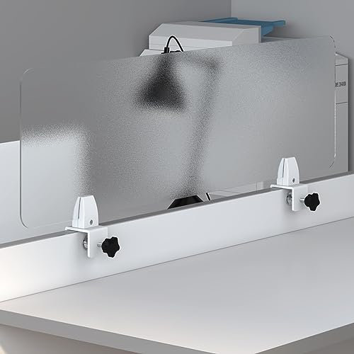 Clear Frosted Translucent Clamp On Desk Divider Privacy Panel Freestanding Removable Partition Office Desk Accessory 60x40cm High