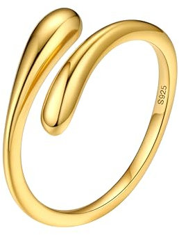 Bestyle Verstellbarer Ring Gold Damen Silber 925 Daumenring Chunky Rings Eheringe Verlobungsring Geschenk für Damen