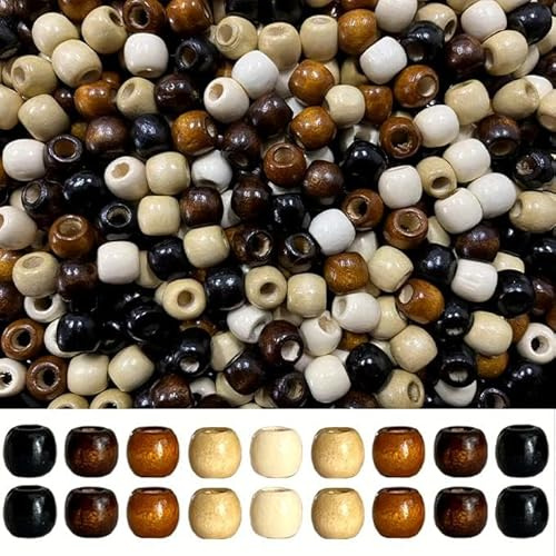 HERZWILD ca.400pcs Holzperlen mit großem Loch 12mm Natürliche Ovale Holzperlen Natur HolzKugeln Bastelperlen zum Auffädeln für DIY Halskette Armband Haarschmuck (400)