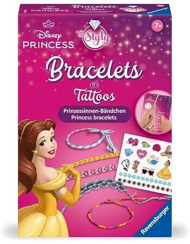 Ravensburger So Styly – Armbänder und Tattoos – Disney Prinzessinnen – temporäre Tattoos – Schmuckherstellung – Armbänder – ab 7 Jahren – 25912