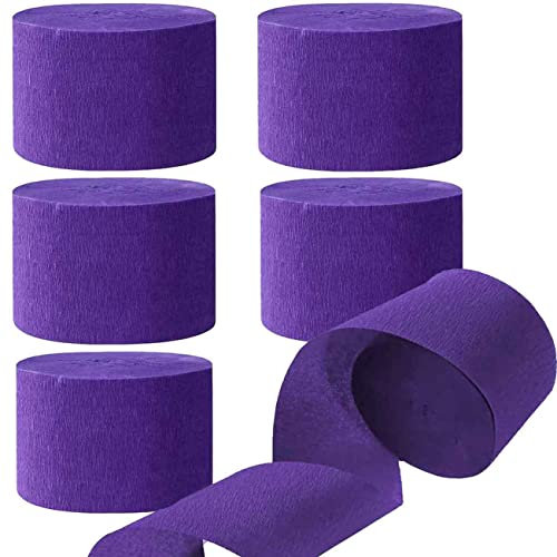 6 Rollen Violett Krepppapier, Kreppbänder, Krepppapier Luftschlangen Dekoration(4.5 cm x 25 m)