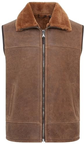 Infinity Leather Herren-Weste aus Schaffell-Leder, Flieger-Shearling-Körperwärmer