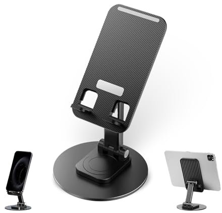 DHSUN Tablet Stand Height Adjustable with Foldable, 360° Rotating Stand for Tablets, Retractable Tablet Stand Holder Table, 360° Rotatable Phone Stand, Mobile Phone Holder for Table