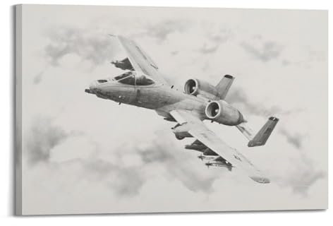 FYRCO Poster im Vintage-Militärflugzeug, amerikanisches A-10 Thunderbolt II, Angriffsflugzeug, dekoratives Gemälde, Leinwand, 60 x 90 cm