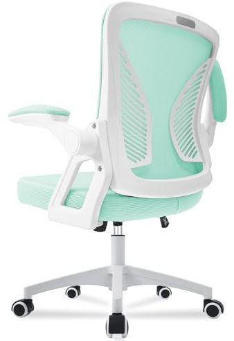 Milacyee Bürostuhl Ergonomisch, Schreibtischstuhl mit Netzbespannung, Arbeitsstuhl mit Armlehnen, Chefsessel aus Mesh, Höhenverstellbarer Computerstuhl, Wippfunktion (Grün)