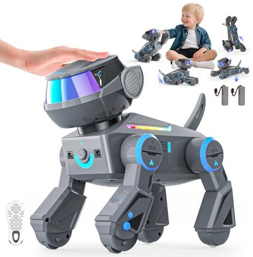 Ferngesteuerter Spielzeug Roboter Hund für Kinder, Schlau Roboter Programmierbar Welpen Spiele mit Bluetooth, Singen Tanzen Interaktives Spielzeug Weihnachten Geschenk für Jungen Mädchen 3-8 Jahre