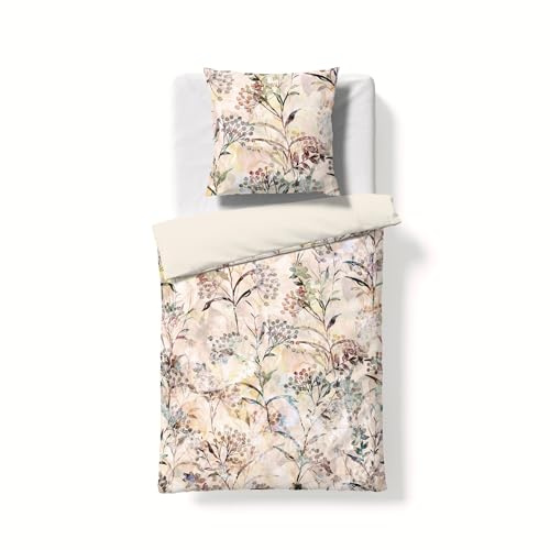 fleuresse Valencia Samt Flanell Bettwäsche 240x220 Wende Gräser Creme 584379-3