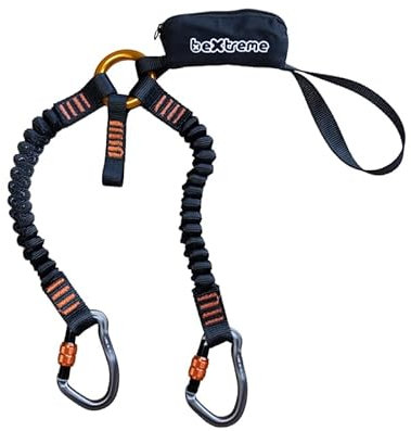 Dissipatore Via Ferrata Set Ferrata con Moschettoni Automatici, Nastri Elastici e Assorbitore di Energia | Taglia Unica Unisex per Uomo e Donna Attrezzature di Sicurezza per Arrampicata e Montagna