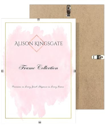 Alison Kingsgate A4 Clips, Frameless Picture Frame for Photos & Posters | Borderless Frame with Shatter-Resistant Perspex & Sturdy MDF Back - Ideal for Certificates, Prints & Wall Art