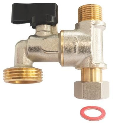 SOMATHERM FOR YOU - Robinet à Bec Équerre pour Machine à Laver - Écrou Tournant 3/8 - Sortie M3/8 - Piquage M3/4 - Manette 1/4 Tour - Gris/Argent - Compatible Eau Potable (joint non fourni)
