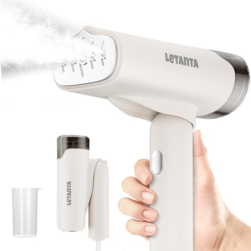 Tragbarer Dampfglätter 1200W, Handdampfer mit 30s Schnellaufheizung, 150ml Wassertank, 90° Faltbar, 2-in-1 Dampfbügler & Bügeleisen, Starke Dampfleistung für Reise & Zuhause