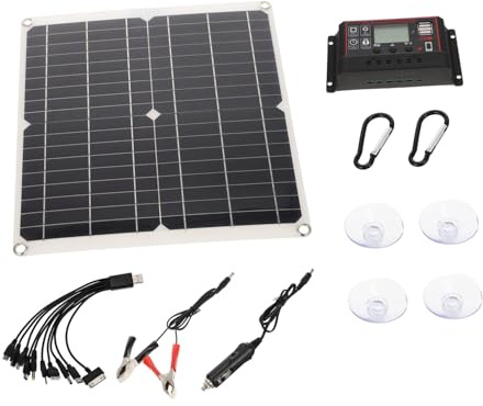 Hemobllo Panneau Solaire Portable Monocristallin Flexible avec Contrôleur Chargeur Solaire Extérieur Léger et Facile à Installer pour Camping et Urgence