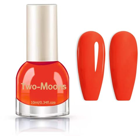 Orange Nail Polish - Bright Orange Nail Varnish - Glossy Tangerine Juice Neon Nail Polish No UV Lamp Needed for Summer Fall Holiday DIY Manicure
