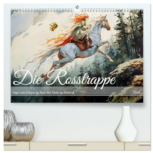 Die Rosstrappe - Sage vom Felsen im Harz bei Thale im Bodetal (hochwertiger Premium Wandkalender 2026 DIN A2 quer), Kunstdruck in Hochglanz: ... voller Geschichte und Magie (CALVENDO Kunst)