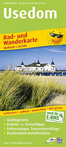 Usedom: Rad- und Wanderkarte mit Ausflugszielen, Einkehr- & Freizeittipps, wetterfest, reissfest, abwischbar, GPS-genau. 1:60000 (Rad- und Wanderkarte: RuWK)