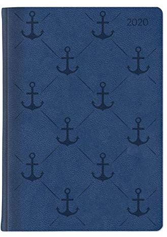 Ladytimer Grande Deluxe Blue 2020 - Taschenplaner - Taschenkalender A5 - Tucson Einband - Motivprägung Anker - Weekly - 128 Seiten