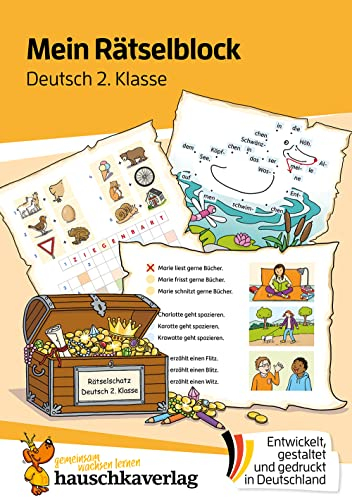 Mein Rätselblock Deutsch 2. Klasse: Rätsel für kluge Köpfe mit Lösungen - Förderung mit Freude (Das Rätselbuch für die Grundschule, Band 682)