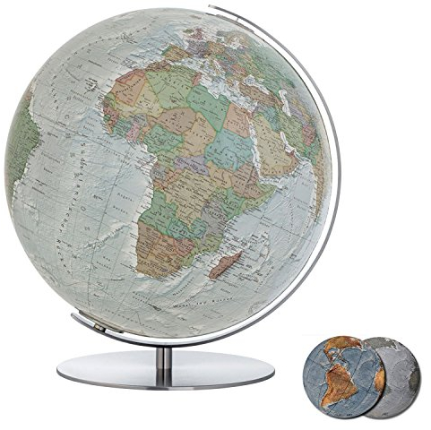 DUO ALBA Regent Tischglobus, ø 34 cm: handkaschierter Leuchtglobus, Kristallglaskugel, Edelstahlausführung, Durchmesser 34 cm, OID-kompatibel ... anspruchsvoll und von bleibendem Wert)
