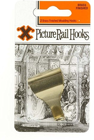 X Picture Rail Hooks Brass Plated 2 Pack Blister 12850