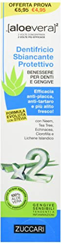ZUCCARI aloevera² - Aloe Vera Zahnpasta mit Whitening-Effekt (100ml) – Vegane & Fluoridfreie Zahnpasta für empfindliches Zahnfleisch – aus 100% Aloe Vera Saft mit Neemöl, Islandmoos & Teebaumöl