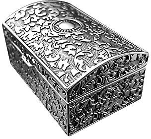 Dekolust Schmuckdose Metall Versilbert Schmuckkasten Schmuckschatulle Schatzkiste für Geldgeschenke Schmuck
