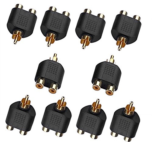 SIENOC Lot de 10 adaptateurs audio RCA mâle vers 2 prises RCA femelles