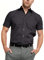 Double TWO Men's Short Sleeve Dress Shirt Easy Care Classic Fit Formal Plain Business Shirt - Black, 18.5in Collar