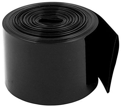 sourcing map 30 mm flache Breite 2,2 m Länge PVC-Schrumpfschlauch schwarz für 18650 Akkupack