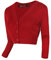 Urban GoCo Damen V-Ausschnitt Kurz-Strickweste Strickjacke 3/4 Ärmel (S, rot)