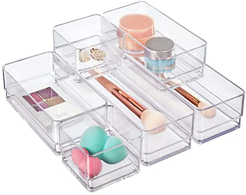 STORi SimpleSort Lot de 6 bacs de rangement pour tiroir de salle de bain et de rangement, organiseurs de maquillage, de bureau, de coiffeuse, conteneurs d'organisation transparents