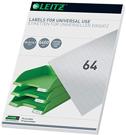 Leitz PC-beschriftbare Universal Etiketten 48 x 16.9 mm, Weiß, 61810001
