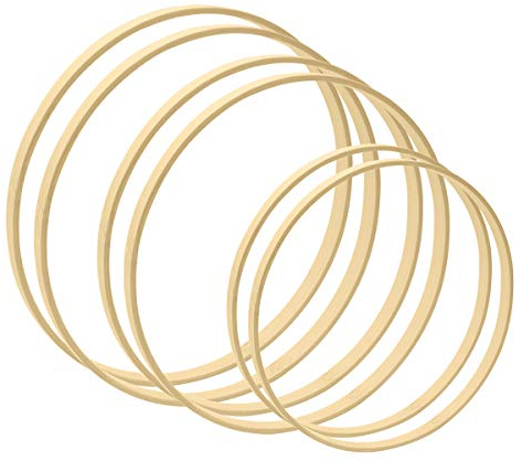 Worown 6 Stück Ringe zum Basteln, 20, 25 & 30 cm ø, Stärke ca. 1 cm, Holzringe zum Basteln, Makramee Ringe für Wickeltechnik, Traumfänger, Floristik, Hochzeitskranz