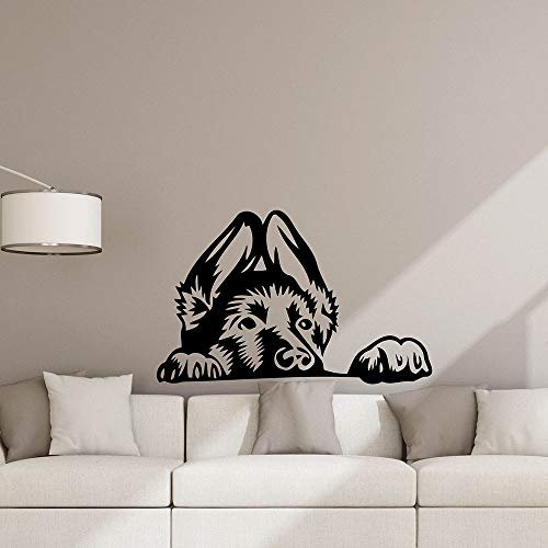 SUPWALS Wandtattoos Hund Wandtattoo Deutscher Schäferhund Lustige Welpentür Fenster Vinyl Aufkleber Kinder Schlafzimmer Kinderzimmer Haustiere Shop Innendekor Wandbild 74X116Cm