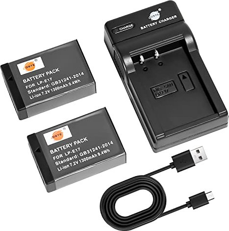 DSTE LP-E17 Camera Battery (2-pack) and Charger Compatible with Canon EOS RP, R10, 750D, 760D, 850D, 8000D, Kiss X8i, Rebel T6i, T6s, T8i, T7i, EOS M3, M5, M6