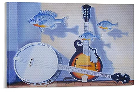 SMWY Vintage-Poster Banjo und Gitarre 0720, dekoratives Gemälde, Leinwand, Wandkunst, Wohnzimmer, Poster, Schlafzimmer, Malerei, 20 x 30 cm