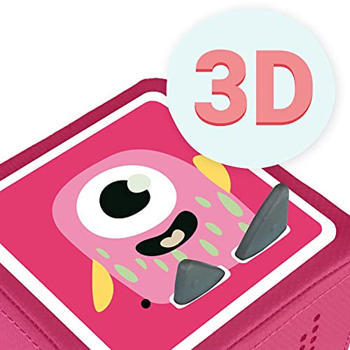 MeinBaby123® Schutzfolie kompatibel mit Toniebox | Schutzcover selbstklebend | Aufkleber passgenau I Folie Sticker I Toniebox Zubehör | Lustige Monster: Pink mit 3D Effekt