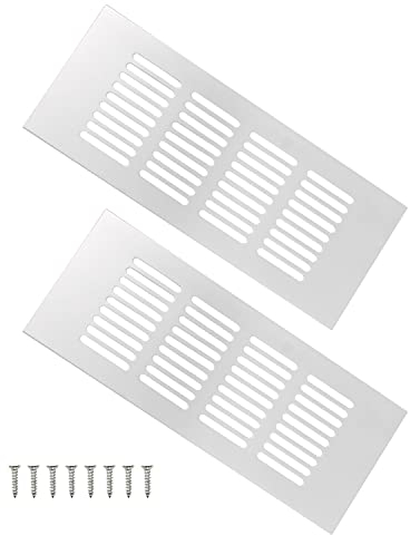 SRJQXH 2 Pezzi Griglia di Ventilazione, Lungo 200 mm Coperchio di Sfiato, Argento Alluminio Griglia di Ventilazione Rettangolare, Utilizzato per la Ventilazione di Armadi e Guardaroba